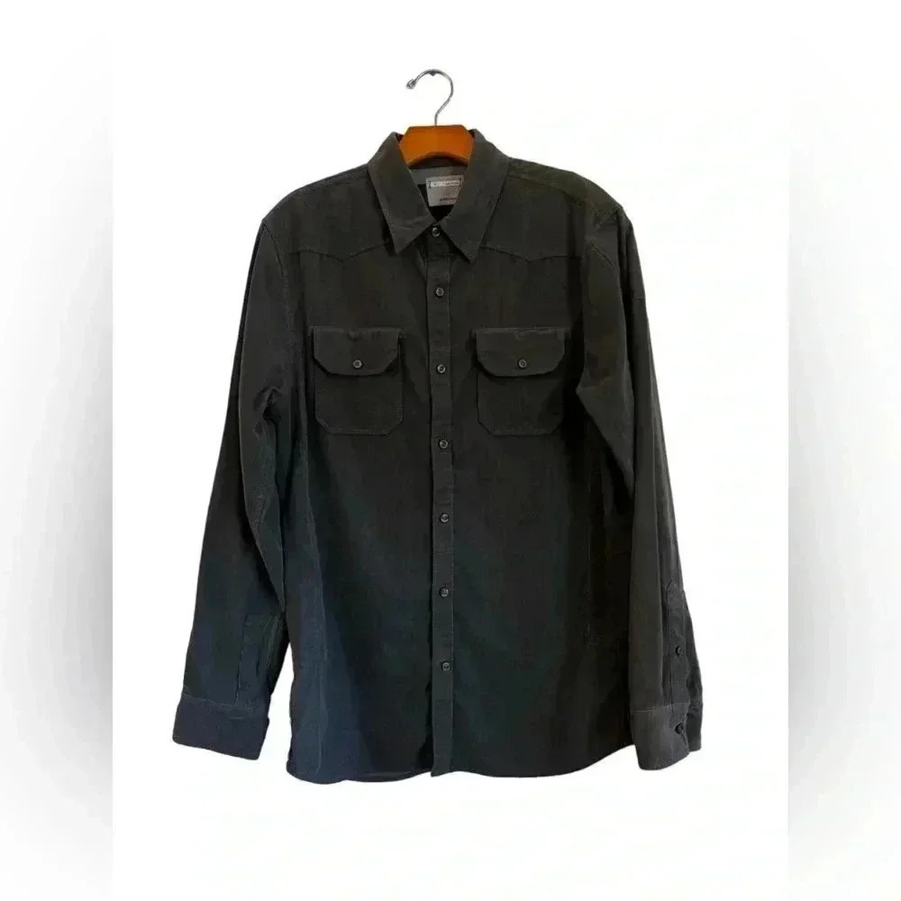 Public Opinion Gray Corduroy Long Sleeve Shirt Size M